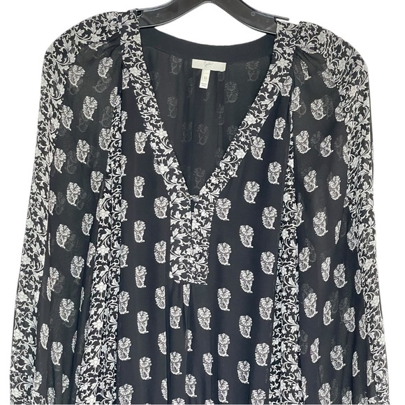 Joie 'Kessler' Printed Silk Mini-Dress, Caviar Black- Size XSmall - Picture 4 of 13